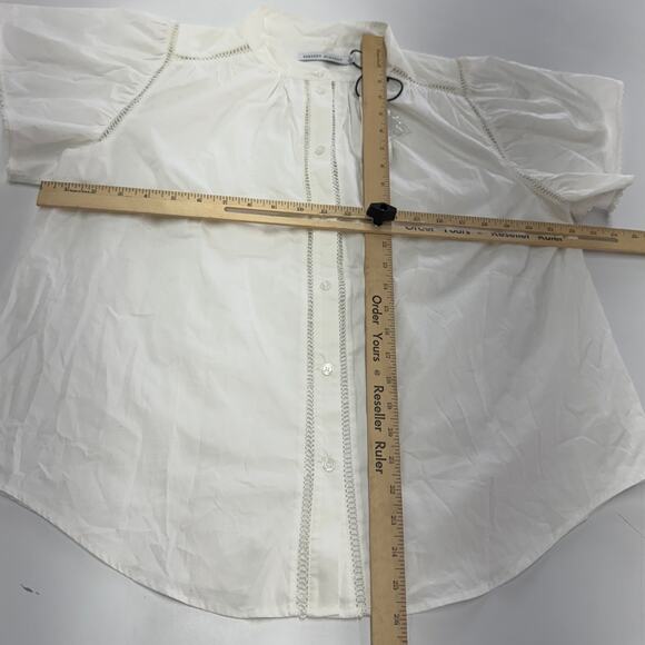 Rebecca Minkoff Top Womens Large White Natalia Button Down Blouse Cottage Cotton - Picture 7 of 9